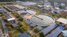 Aerial photos of the whole solar sewage treatment plant